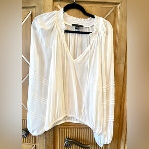 Sanctuary White V-Neck BoHo Cotton Blouse